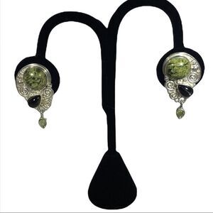 𝅺VINTAGE 80s Sajen Offerings Sterling Silver Clip Moonstone Earrings Jewelry